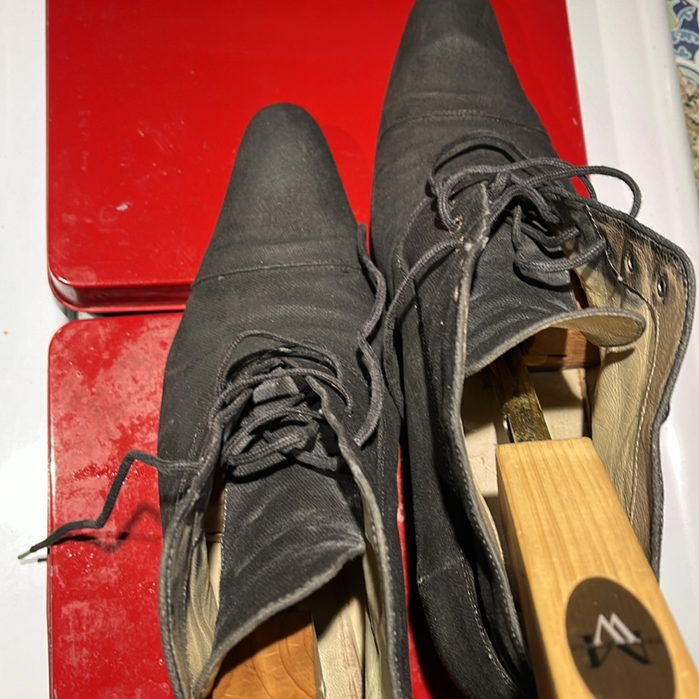 Black hand dyed canvas booties - Picture 7 of 11